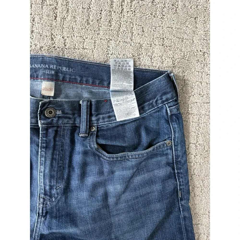 Banana Republic Slim Jeans Mens 33x30 Blue Medium Wash 100% Cotton Straight